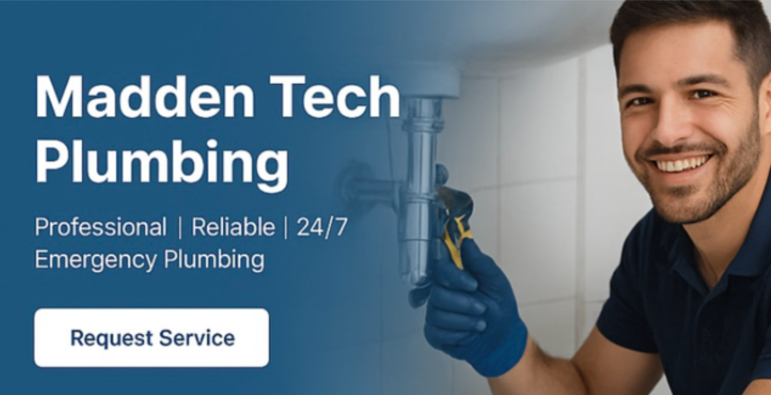 Friendly plumber fixing sink